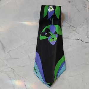 Vintage Emilio Pucci Blue and Black flower tie